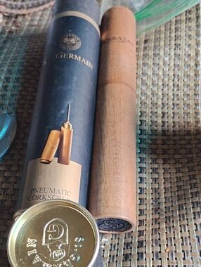 Germain Pneumatic Corkscrew with Wood Handle - Brown & Gold